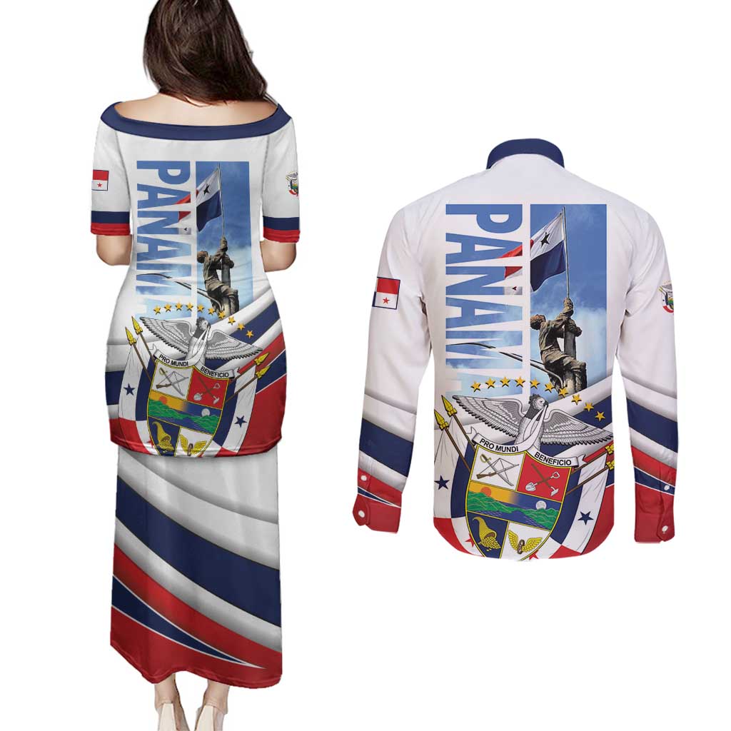 Panama Martyrs Day Couples Matching Puletasi and Long Sleeve Button Shirt Dia de los Martires - Wonder Print Shop