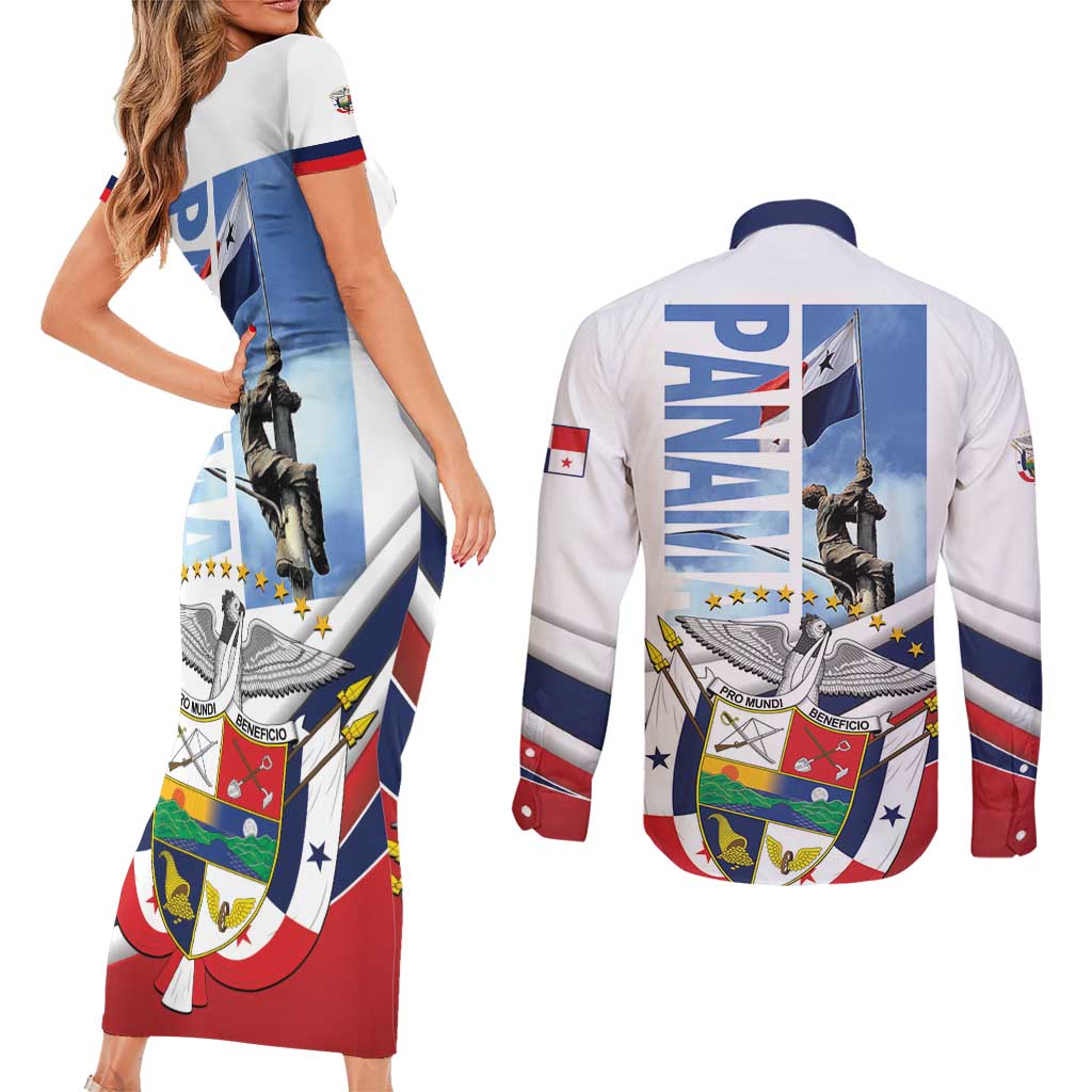 Panama Martyrs Day Couples Matching Short Sleeve Bodycon Dress and Long Sleeve Button Shirt Dia de los Martires - Wonder Print Shop