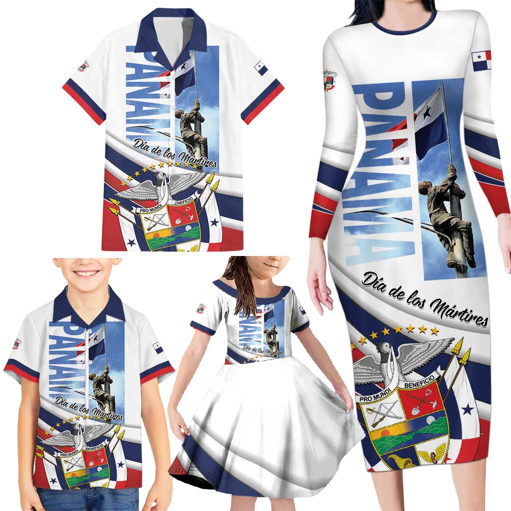 Panama Martyrs Day Family Matching Long Sleeve Bodycon Dress and Hawaiian Shirt Dia de los Martires - Wonder Print Shop