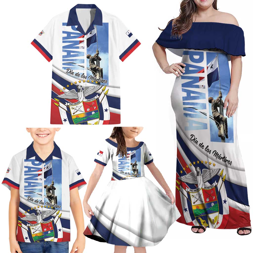 Panama Martyrs Day Family Matching Off Shoulder Maxi Dress and Hawaiian Shirt Dia de los Martires - Wonder Print Shop