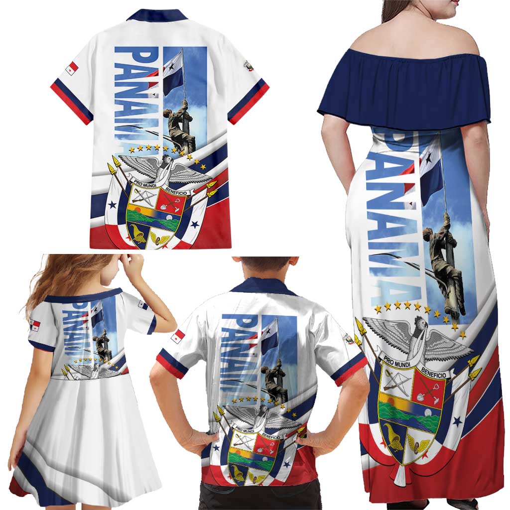 Panama Martyrs Day Family Matching Off Shoulder Maxi Dress and Hawaiian Shirt Dia de los Martires - Wonder Print Shop