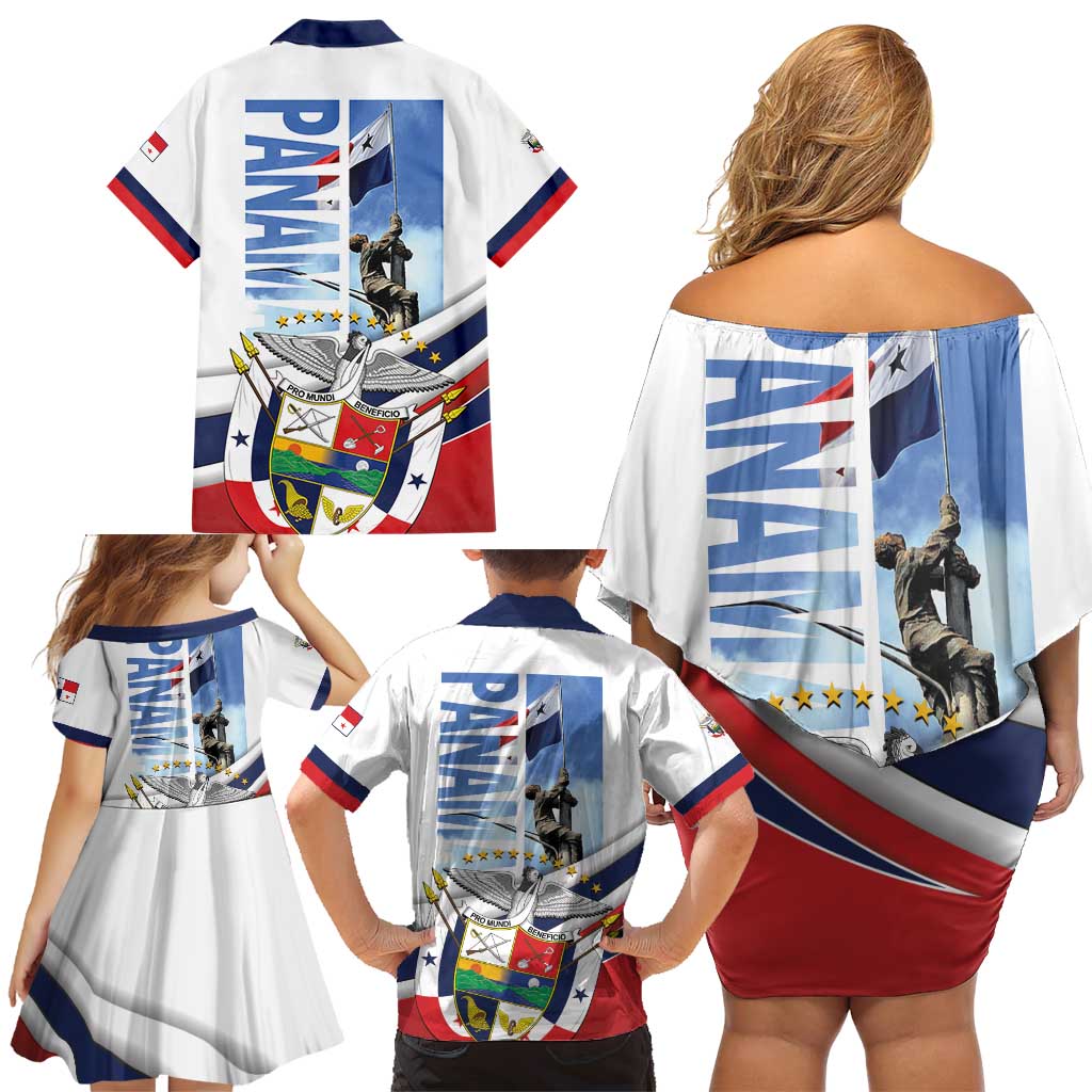 Panama Martyrs Day Family Matching Off Shoulder Short Dress and Hawaiian Shirt Dia de los Martires - Wonder Print Shop
