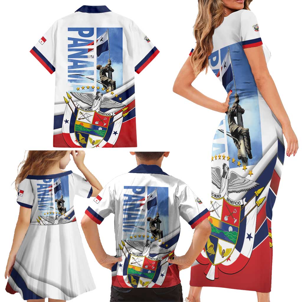 Panama Martyrs Day Family Matching Short Sleeve Bodycon Dress and Hawaiian Shirt Dia de los Martires - Wonder Print Shop