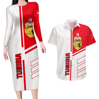 Tunisia Football Couples Matching Long Sleeve Bodycon Dress and Hawaiian Shirt Go Eagles of Carthage - Wonder Print Shop