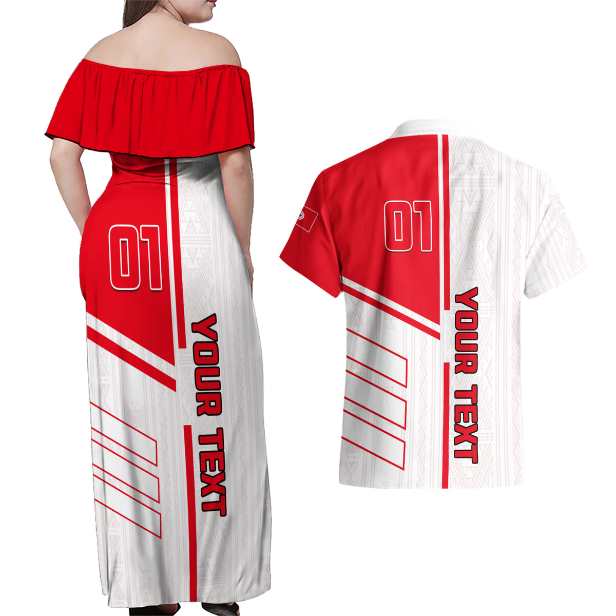 Tunisia Football Couples Matching Off Shoulder Maxi Dress and Hawaiian Shirt Go Eagles of Carthage - Wonder Print Shop