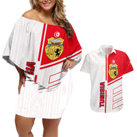 Tunisia Football Couples Matching Off Shoulder Short Dress and Hawaiian Shirt Go Eagles of Carthage - Wonder Print Shop