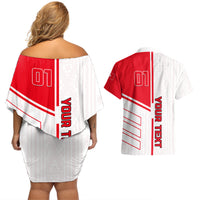 Tunisia Football Couples Matching Off Shoulder Short Dress and Hawaiian Shirt Go Eagles of Carthage - Wonder Print Shop