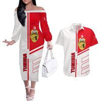 Tunisia Football Couples Matching Off The Shoulder Long Sleeve Dress and Hawaiian Shirt Go Eagles of Carthage - Wonder Print Shop