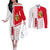 Tunisia Football Couples Matching Off The Shoulder Long Sleeve Dress and Long Sleeve Button Shirt Go Eagles of Carthage