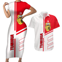 Tunisia Football Couples Matching Short Sleeve Bodycon Dress and Hawaiian Shirt Go Eagles of Carthage - Wonder Print Shop