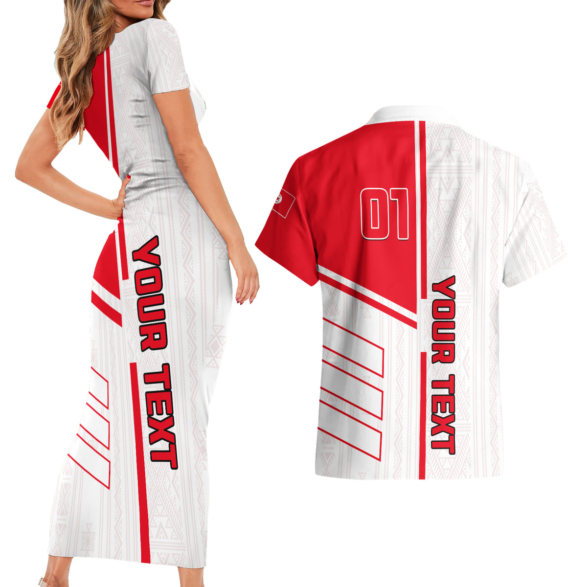 Tunisia Football Couples Matching Short Sleeve Bodycon Dress and Hawaiian Shirt Go Eagles of Carthage - Wonder Print Shop