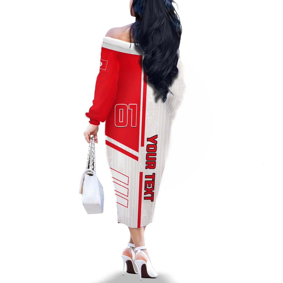 Tunisia Football Family Matching Off Shoulder Long Sleeve Dress and Hawaiian Shirt Go Eagles of Carthage - Wonder Print Shop