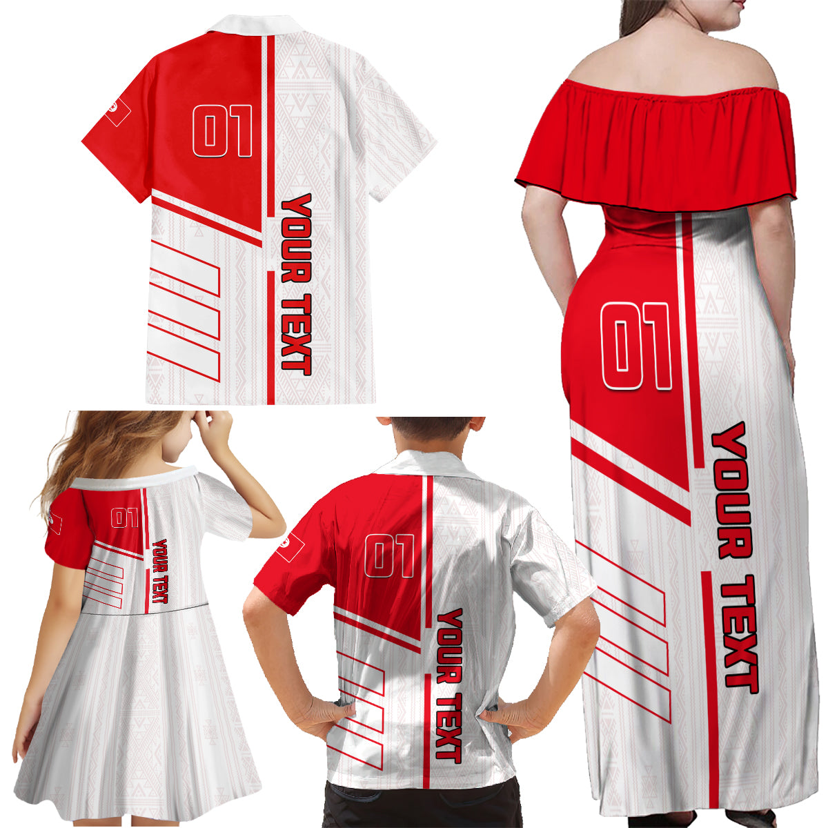 Tunisia Football Family Matching Off Shoulder Maxi Dress and Hawaiian Shirt Go Eagles of Carthage - Wonder Print Shop