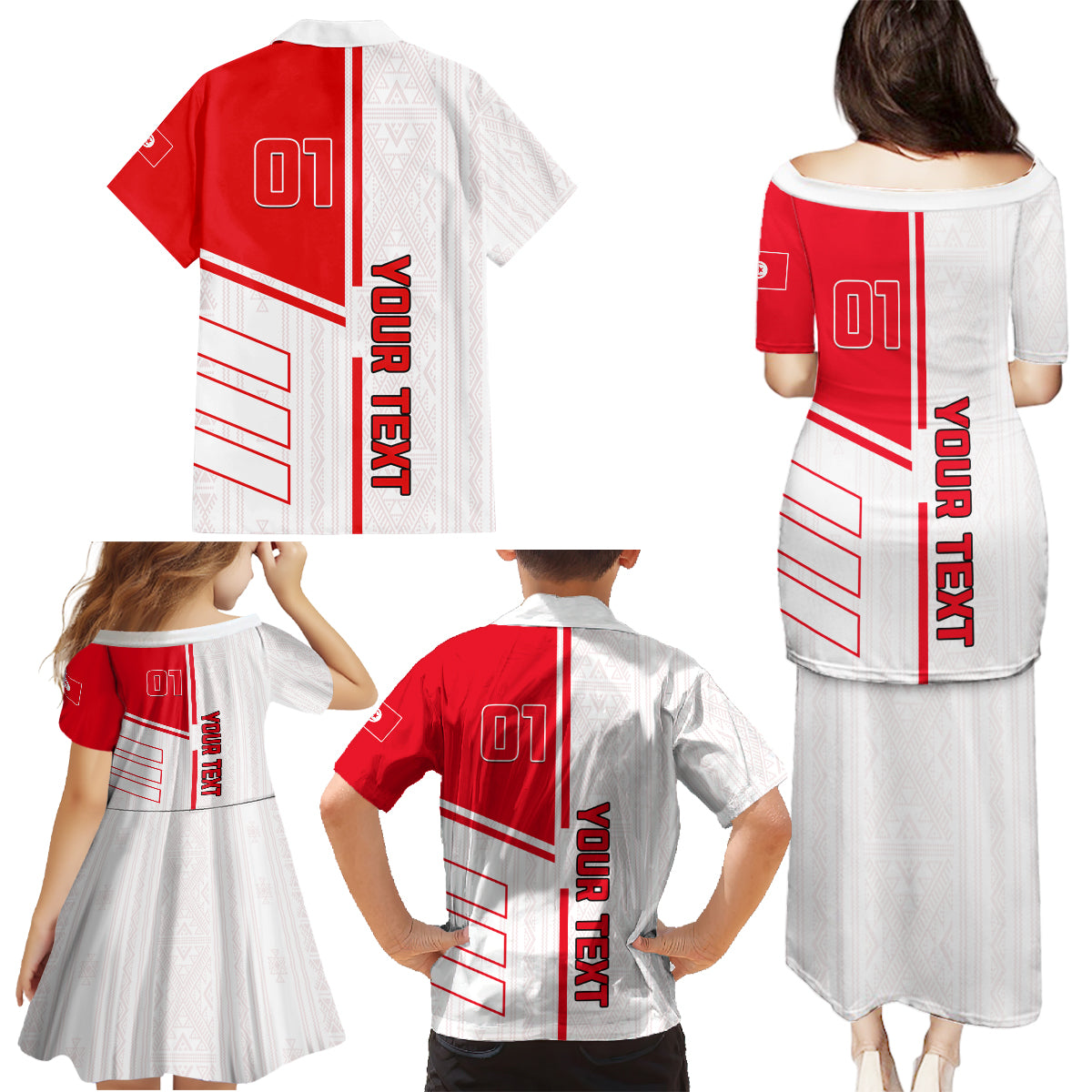 Tunisia Football Family Matching Puletasi and Hawaiian Shirt Go Eagles of Carthage - Wonder Print Shop