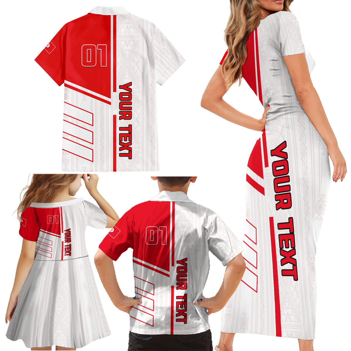 Tunisia Football Family Matching Short Sleeve Bodycon Dress and Hawaiian Shirt Go Eagles of Carthage - Wonder Print Shop