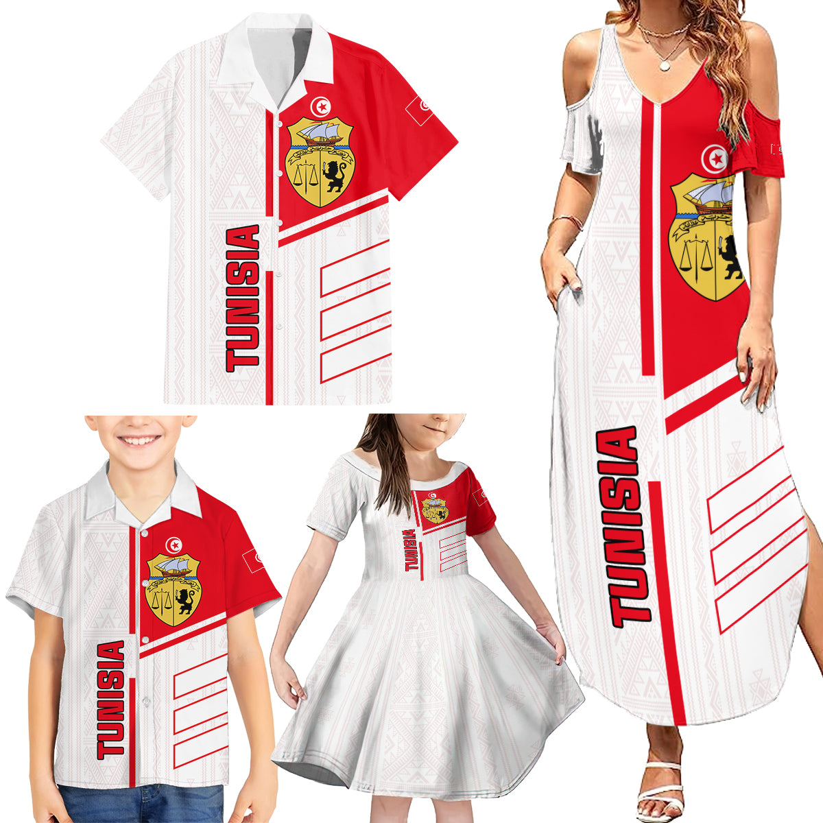 Tunisia Football Family Matching Summer Maxi Dress and Hawaiian Shirt Go Eagles of Carthage - Wonder Print Shop