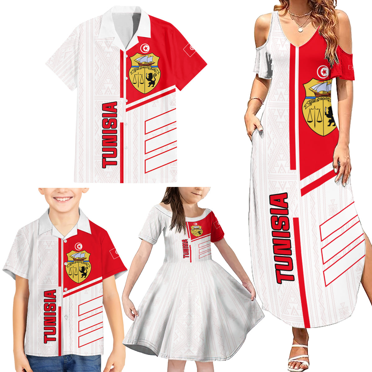 Tunisia Football Family Matching Summer Maxi Dress and Hawaiian Shirt Go Eagles of Carthage