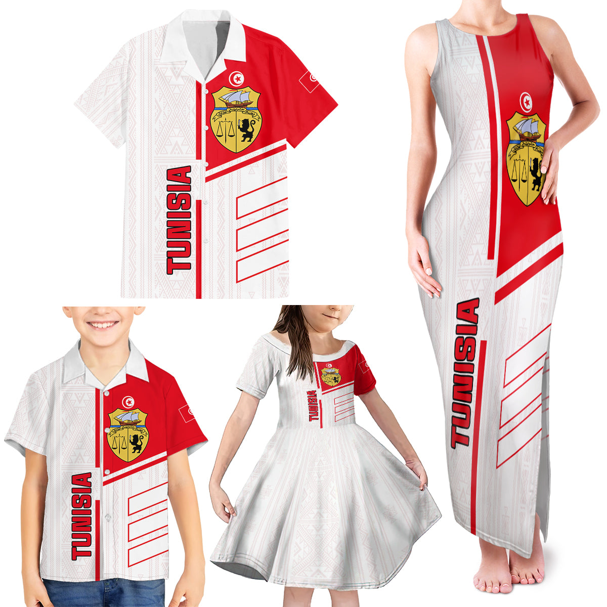 Tunisia Football Family Matching Tank Maxi Dress and Hawaiian Shirt Go Eagles of Carthage - Wonder Print Shop
