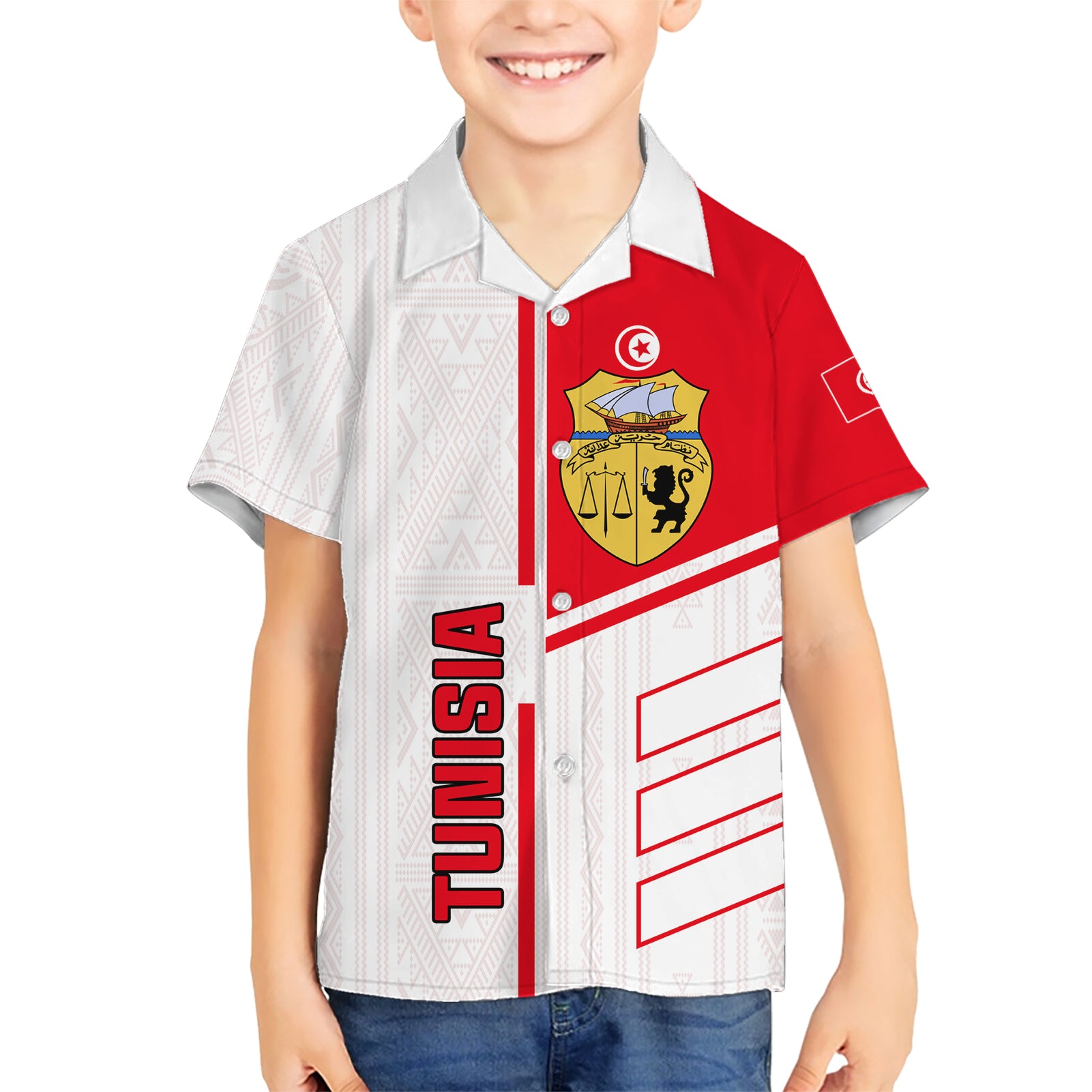 Tunisia Football Kid Hawaiian Shirt Go Eagles of Carthage - Wonder Print Shop
