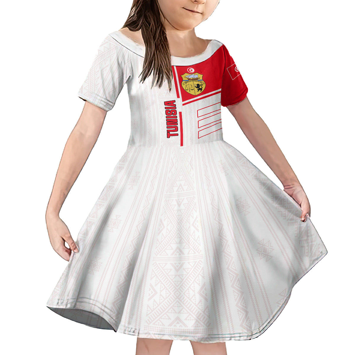 Tunisia Football Kid Short Sleeve Dress Go Eagles of Carthage - Wonder Print Shop