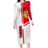 Tunisia Football Long Sleeve Bodycon Dress Go Eagles of Carthage - Wonder Print Shop
