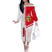 Tunisia Football Off The Shoulder Long Sleeve Dress Go Eagles of Carthage - Wonder Print Shop