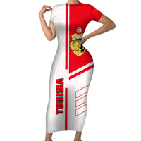 Tunisia Football Short Sleeve Bodycon Dress Go Eagles of Carthage - Wonder Print Shop