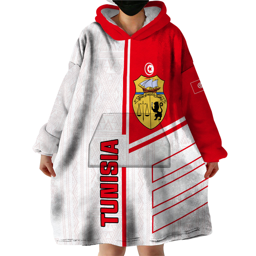 Tunisia Football Wearable Blanket Hoodie Go Eagles of Carthage - Wonder Print Shop