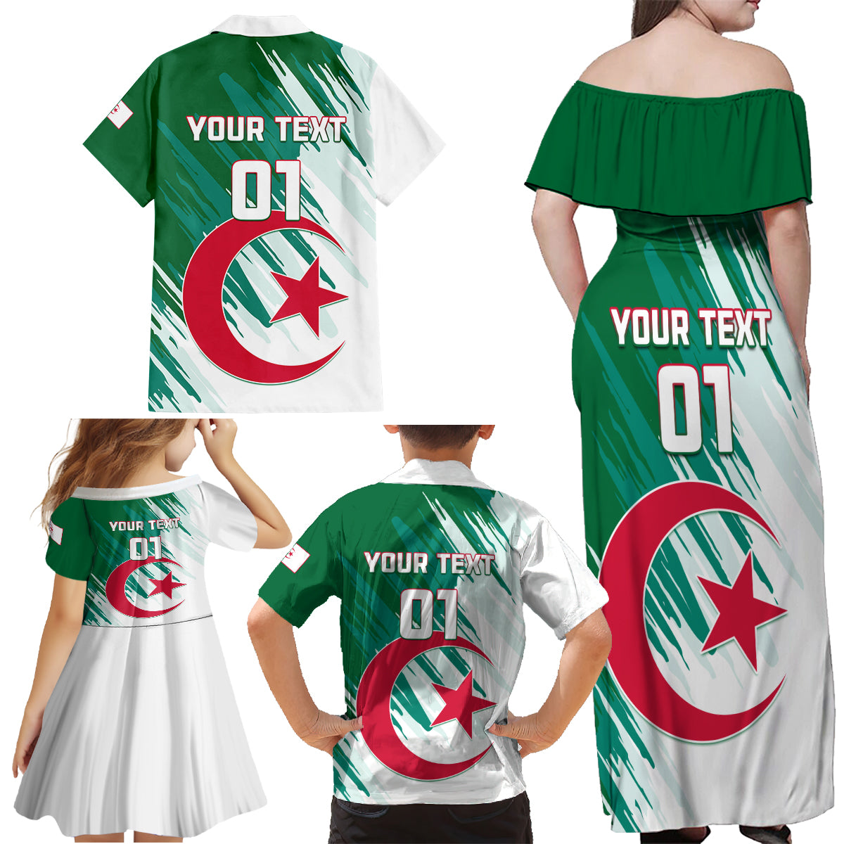 Algeria Football Family Matching Off Shoulder Maxi Dress and Hawaiian Shirt Go Les Fennecs - Wonder Print Shop