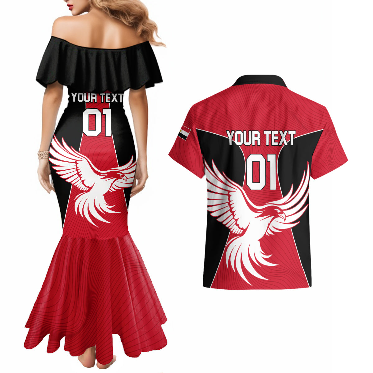 Egypt Football Couples Matching Mermaid Dress and Hawaiian Shirt Go The Pharaohs - Wonder Print Shop