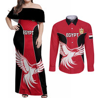 Egypt Football Couples Matching Off Shoulder Maxi Dress and Long Sleeve Button Shirt Go The Pharaohs - Wonder Print Shop