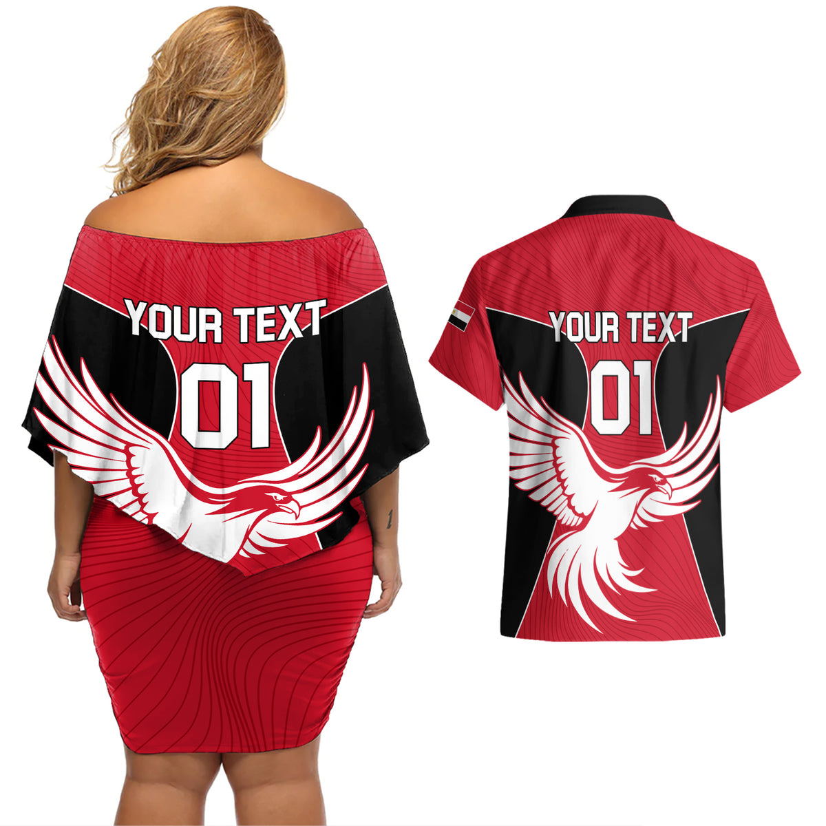 Egypt Football Couples Matching Off Shoulder Short Dress and Hawaiian Shirt Go The Pharaohs - Wonder Print Shop