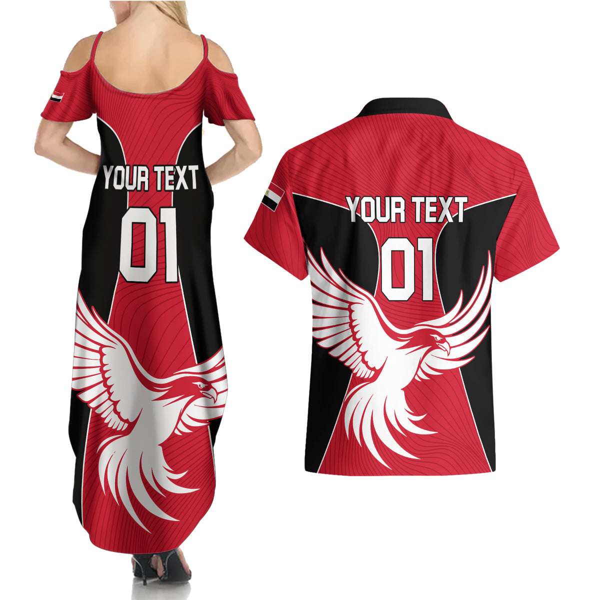 Egypt Football Couples Matching Summer Maxi Dress and Hawaiian Shirt Go The Pharaohs - Wonder Print Shop