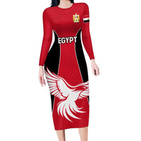 Egypt Football Family Matching Long Sleeve Bodycon Dress and Hawaiian Shirt Go The Pharaohs - Wonder Print Shop
