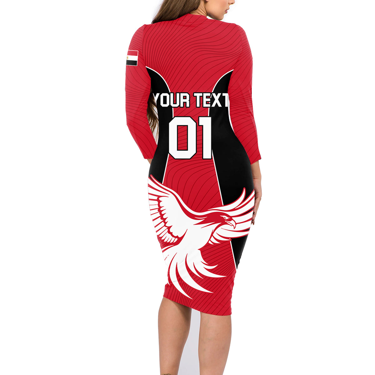 Egypt Football Family Matching Long Sleeve Bodycon Dress and Hawaiian Shirt Go The Pharaohs - Wonder Print Shop