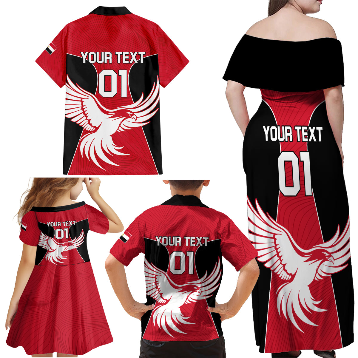 Egypt Football Family Matching Off Shoulder Maxi Dress and Hawaiian Shirt Go The Pharaohs - Wonder Print Shop