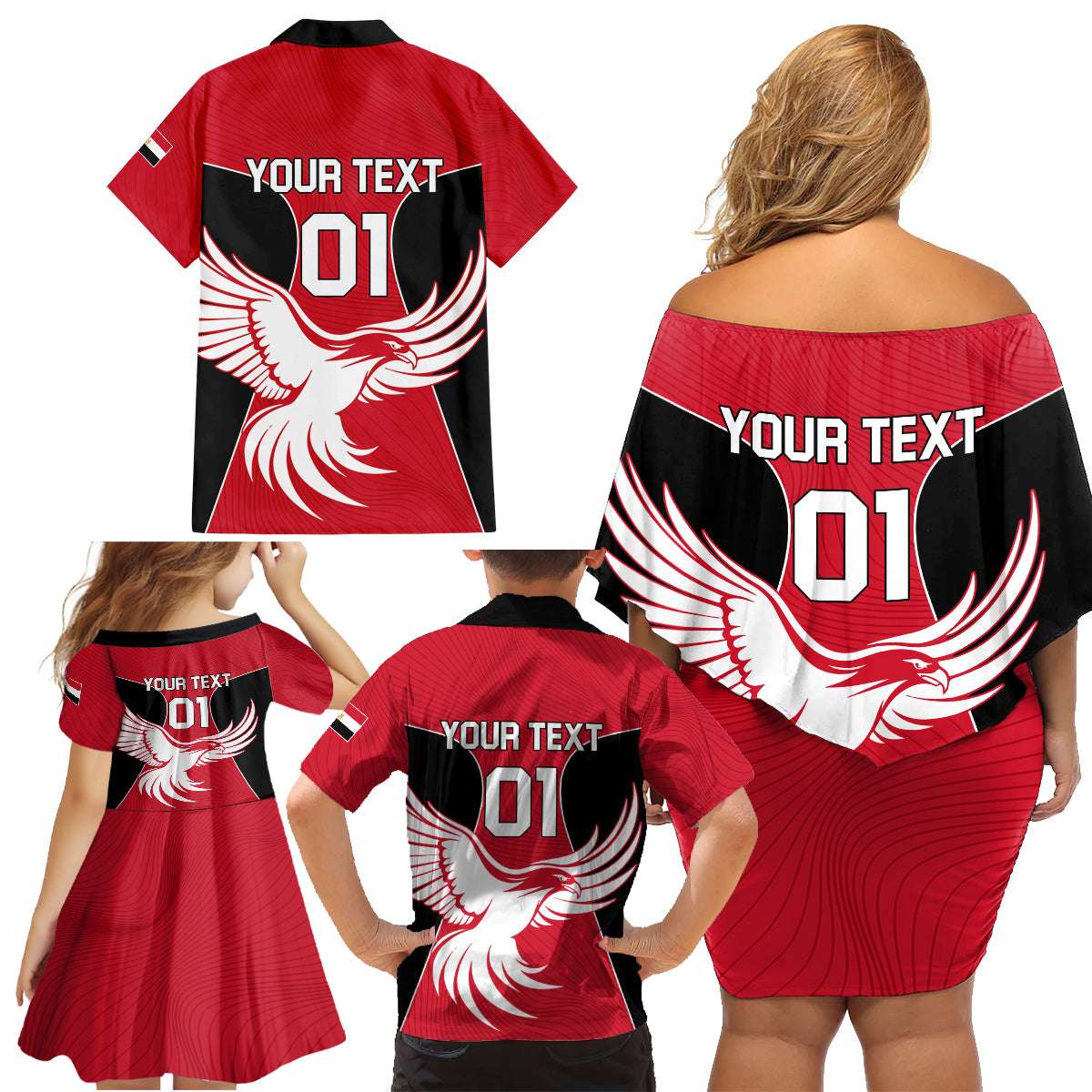 Egypt Football Family Matching Off Shoulder Short Dress and Hawaiian Shirt Go The Pharaohs - Wonder Print Shop