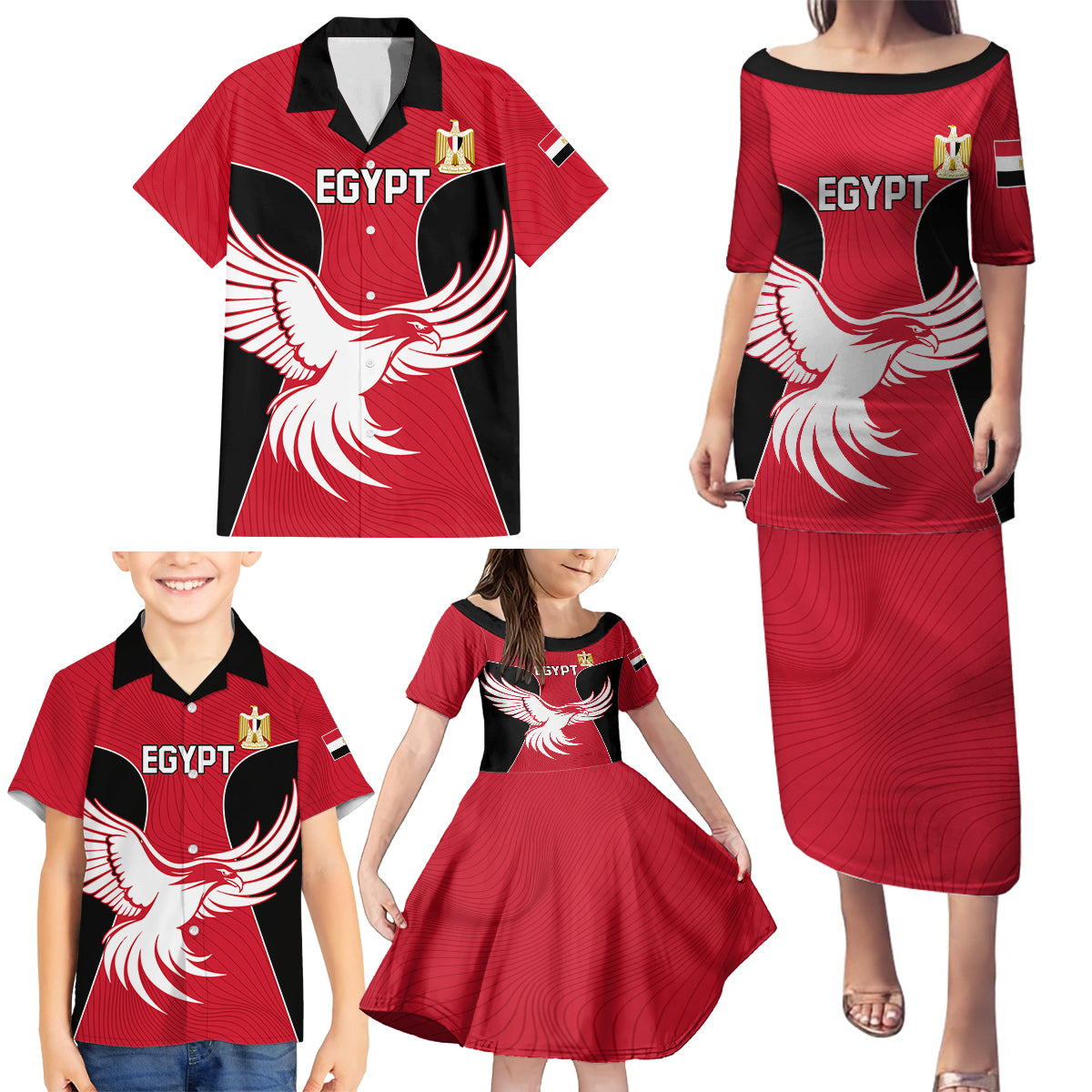 Egypt Football Family Matching Puletasi and Hawaiian Shirt Go The Pharaohs - Wonder Print Shop