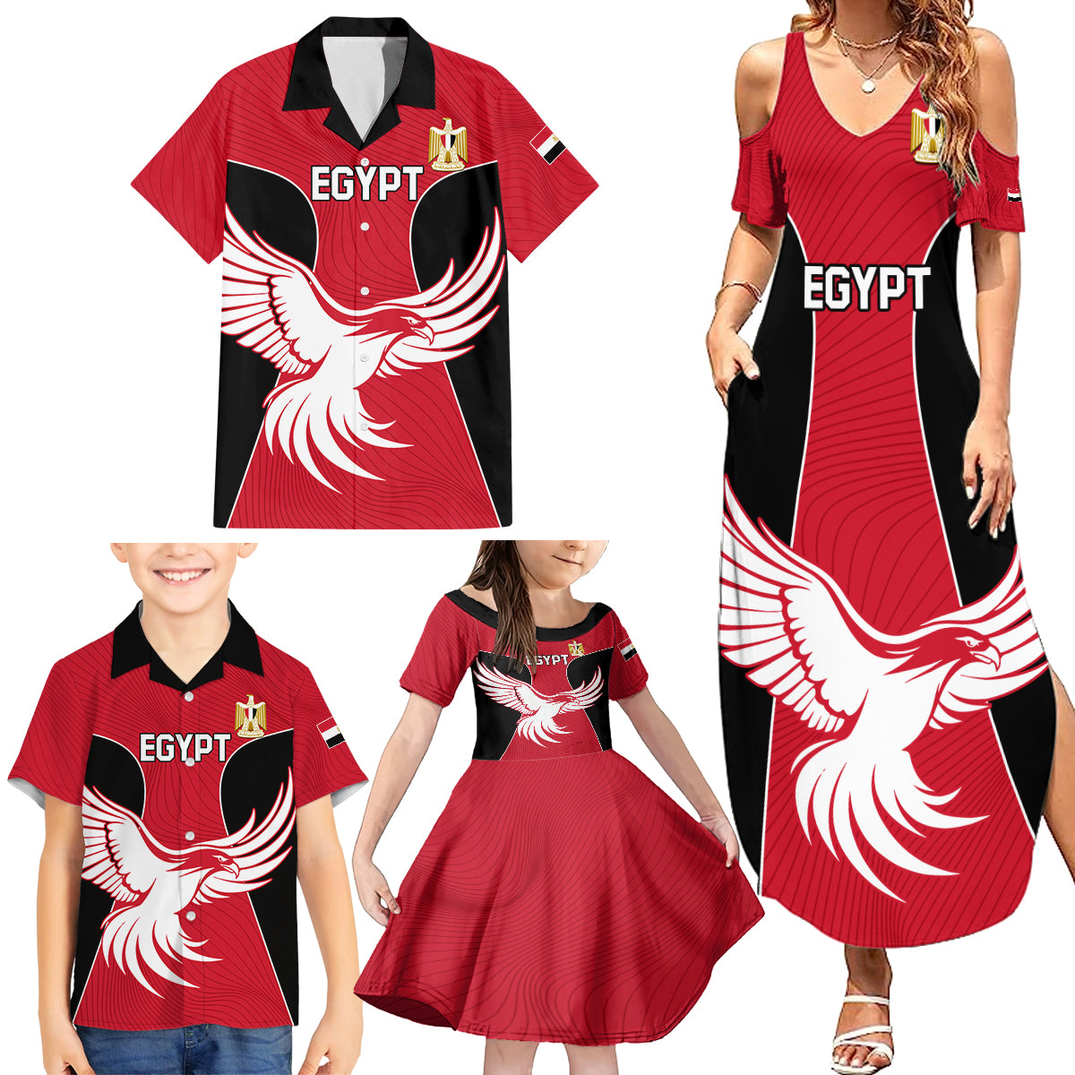 Egypt Football Family Matching Summer Maxi Dress and Hawaiian Shirt Go The Pharaohs - Wonder Print Shop