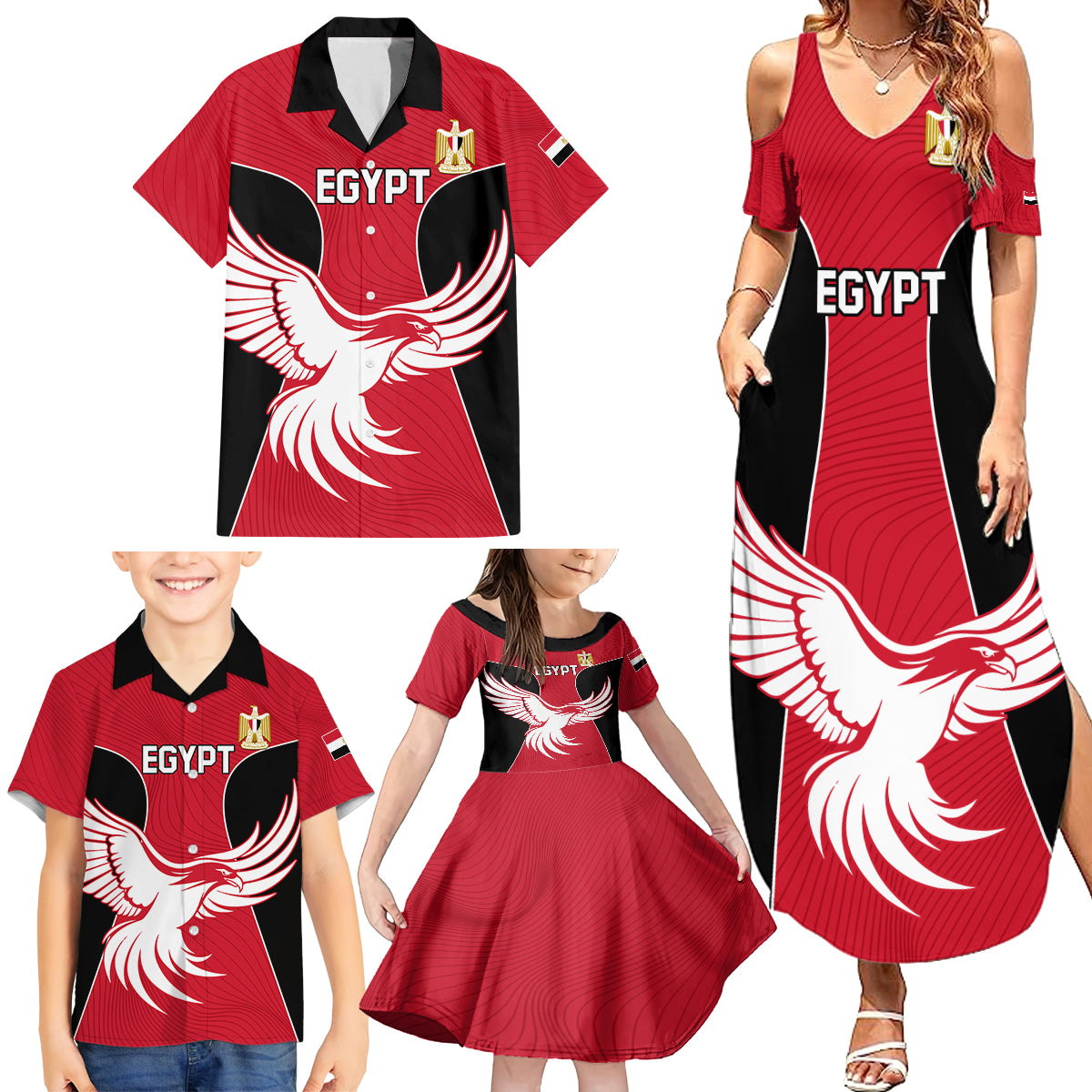 Egypt Football Family Matching Summer Maxi Dress and Hawaiian Shirt Go The Pharaohs