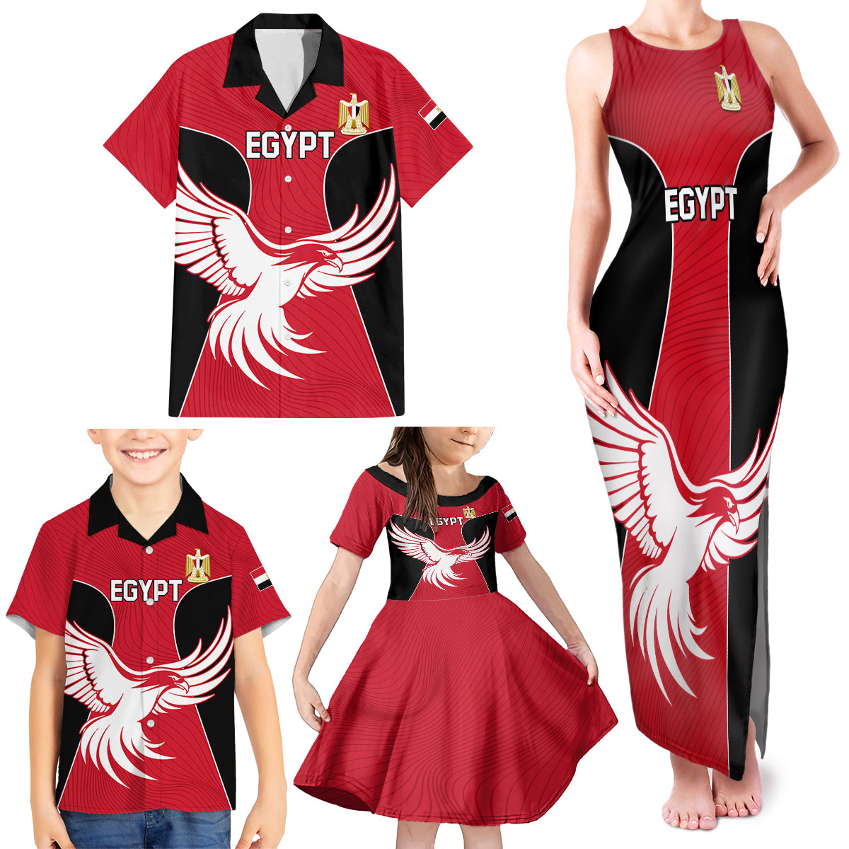 Egypt Football Family Matching Tank Maxi Dress and Hawaiian Shirt Go The Pharaohs - Wonder Print Shop