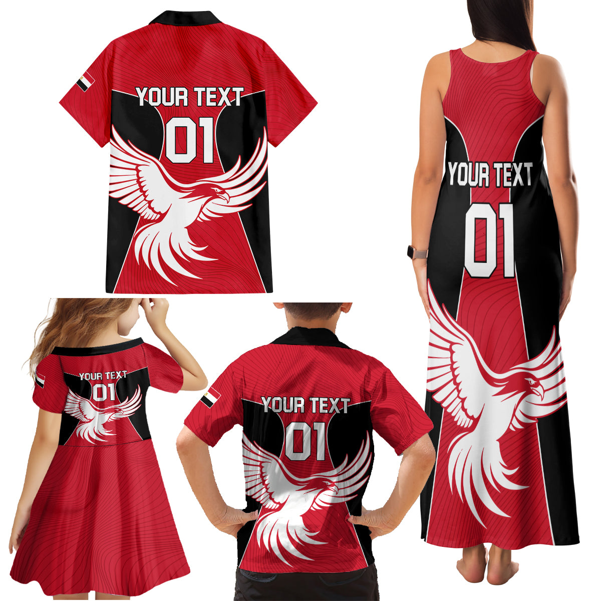 Egypt Football Family Matching Tank Maxi Dress and Hawaiian Shirt Go The Pharaohs - Wonder Print Shop