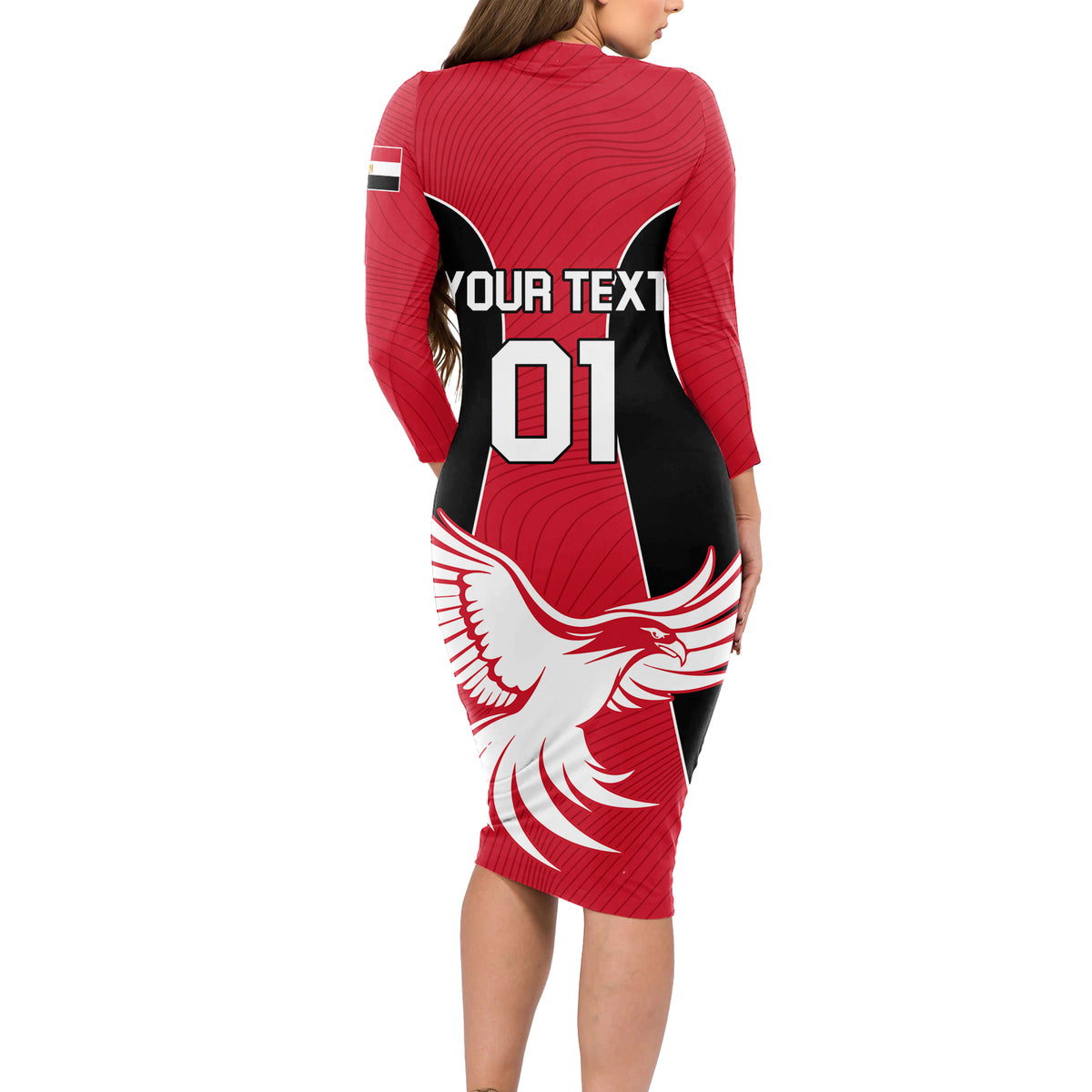 Egypt Football Long Sleeve Bodycon Dress Go The Pharaohs - Wonder Print Shop