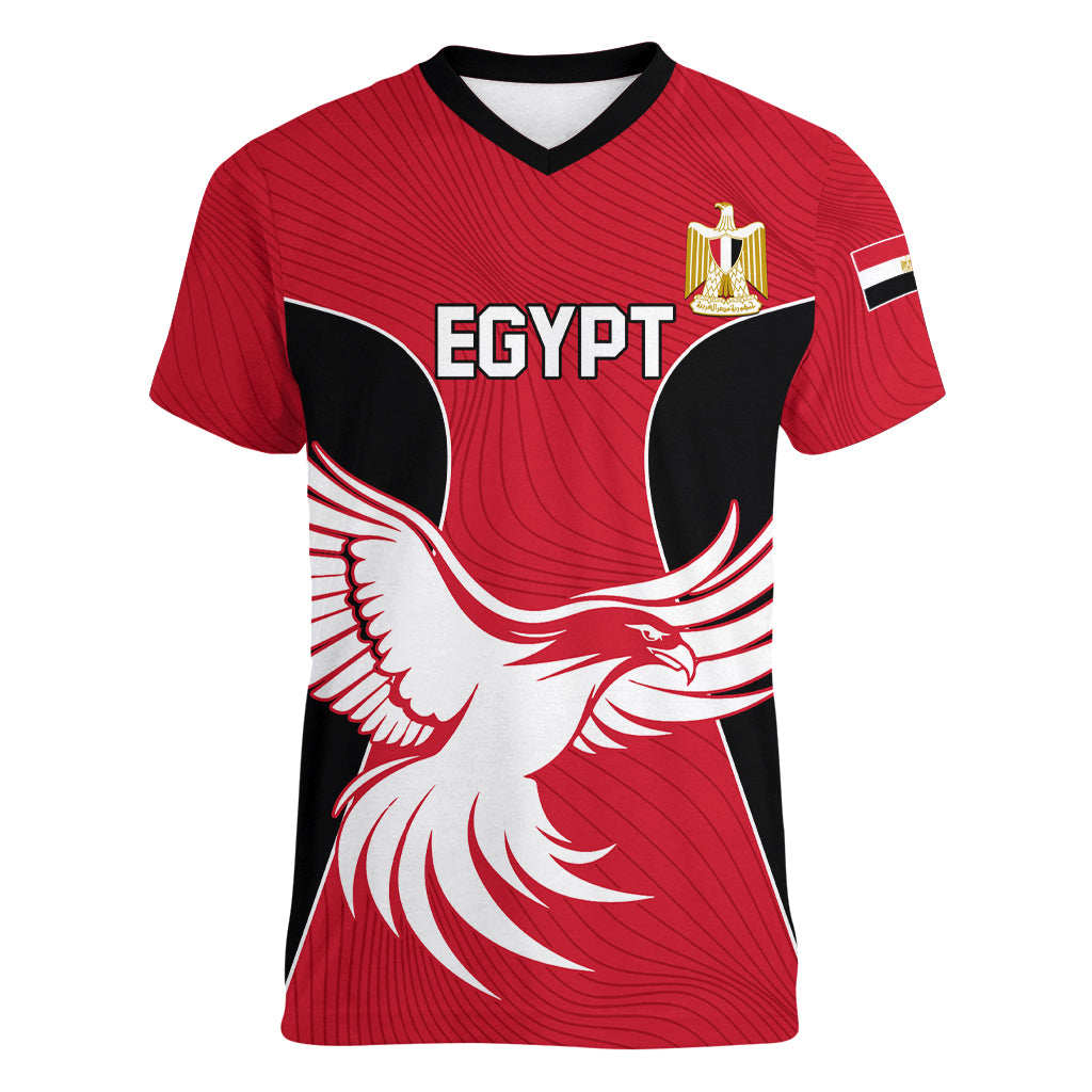 Egypt Football Women V Neck T Shirt Go The Pharaohs