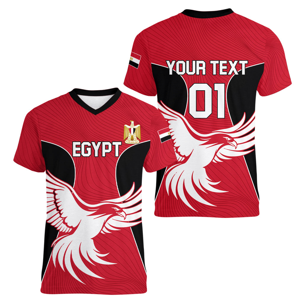 Egypt Football Women V Neck T Shirt Go The Pharaohs - Wonder Print Shop