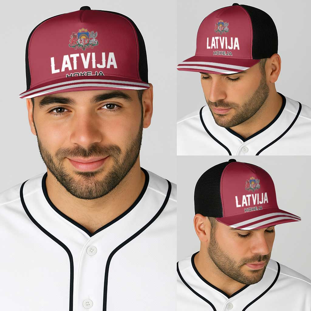 Hockey 2026 Latvia Baseball Net Cap Latvians Go Champions