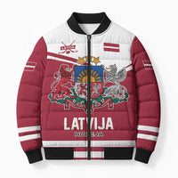 Custom Hockey 2026 Latvia Bomber Puffer Jacket Latvians Go Champions