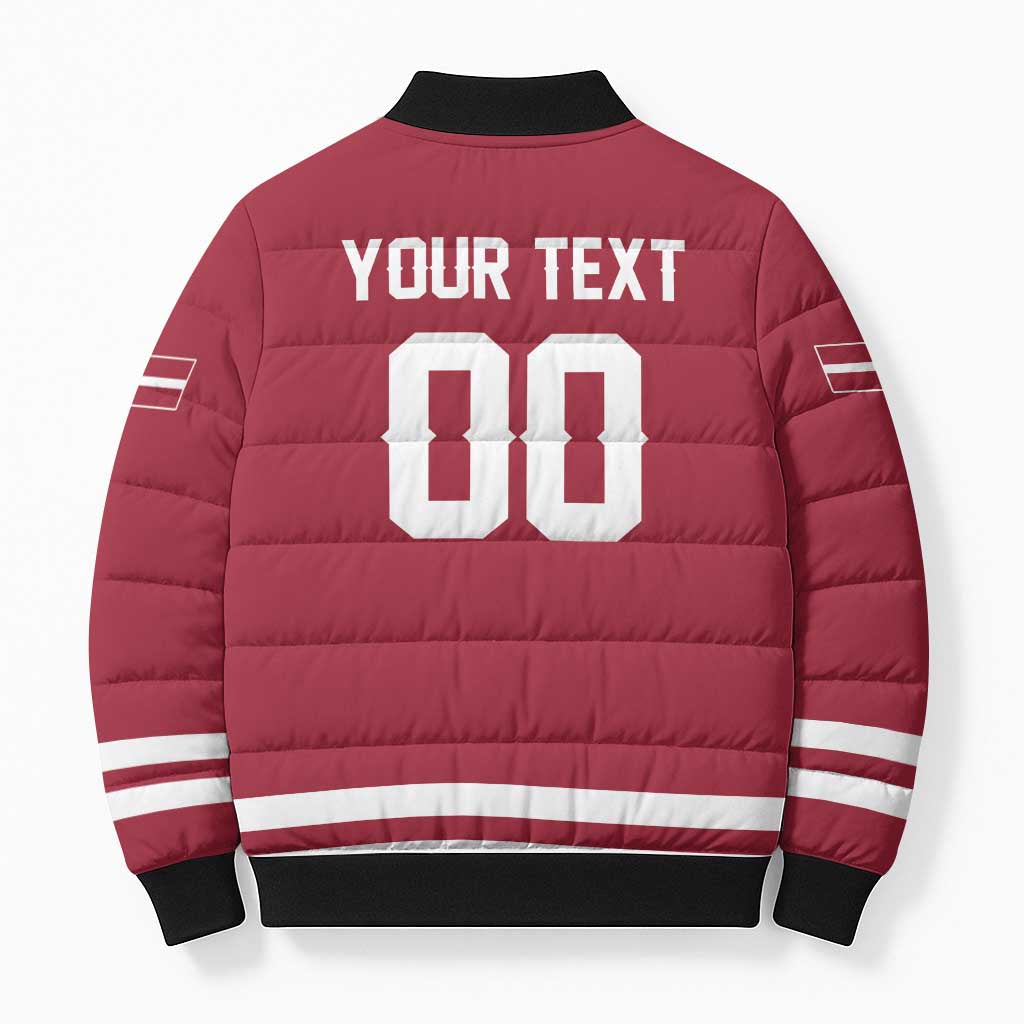 Custom Hockey 2026 Latvia Bomber Puffer Jacket Latvians Go Champions