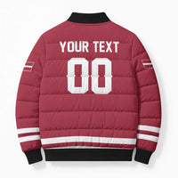 Custom Hockey 2026 Latvia Bomber Puffer Jacket Latvians Go Champions