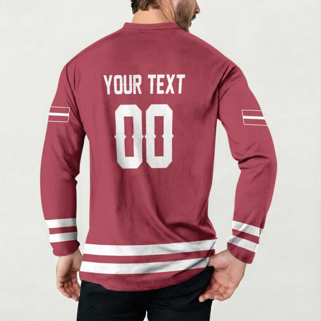 Custom Hockey 2026 Latvia Button Sweatshirt Latvians Go Champions
